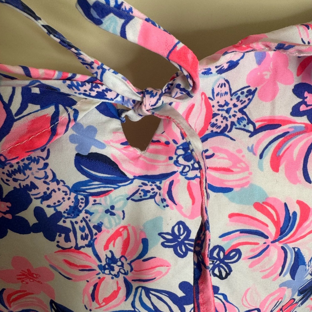 Lilly Pulitzer Neola Romper Poplin Cotton Ruffles size 12 - Picture 7 of 11